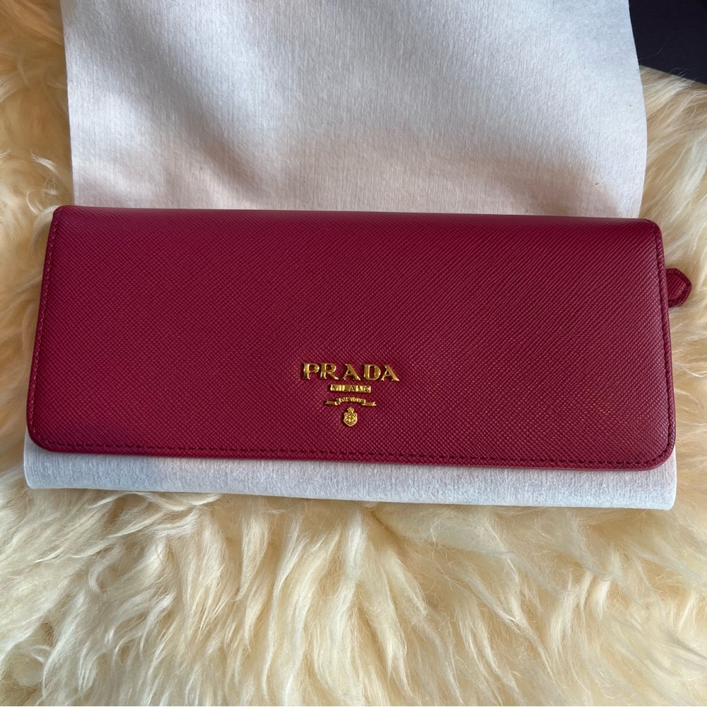 Prada Saffiano Metal Purse Wallet